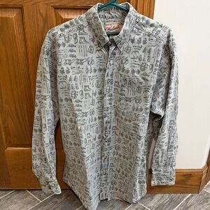 Woolrich Men's Long Sleeve Outdoorsy Print Shirt, Size Large, GUC